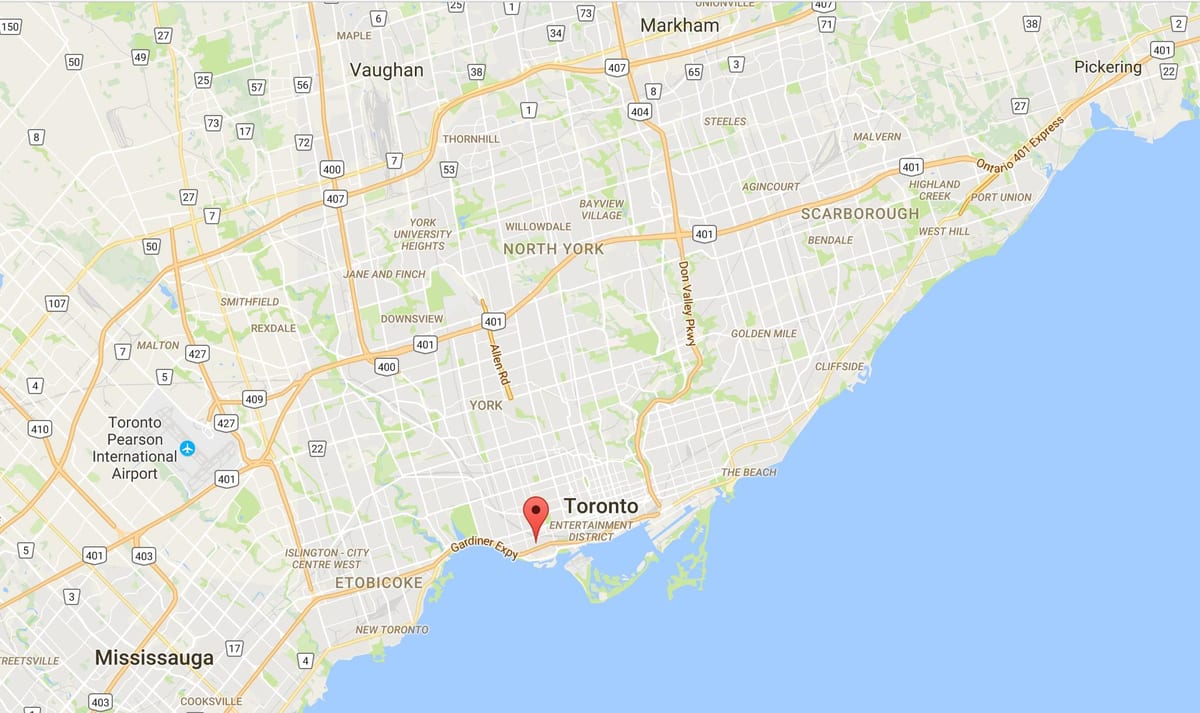 Kort af Liberty Þorpinu umdæmi Toronto