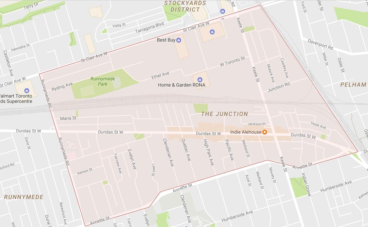 Kort af Mótum hverfinu Toronto