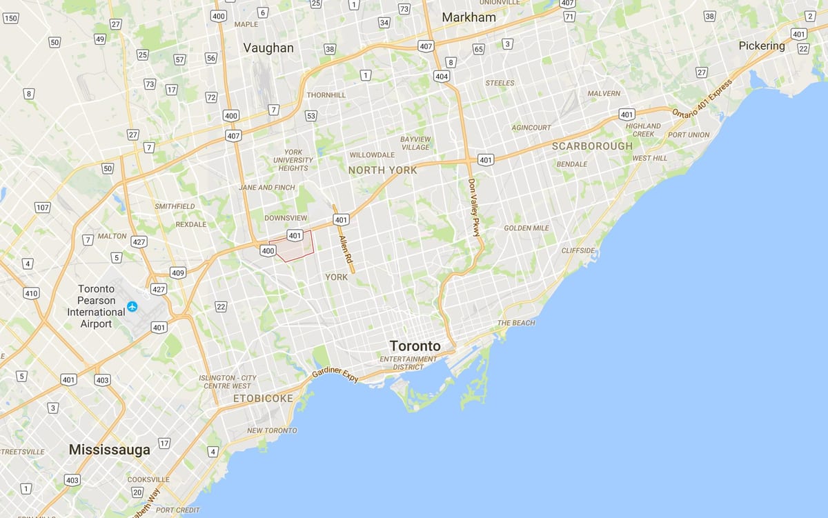 Kort af Maple Blaða umdæmi Toronto