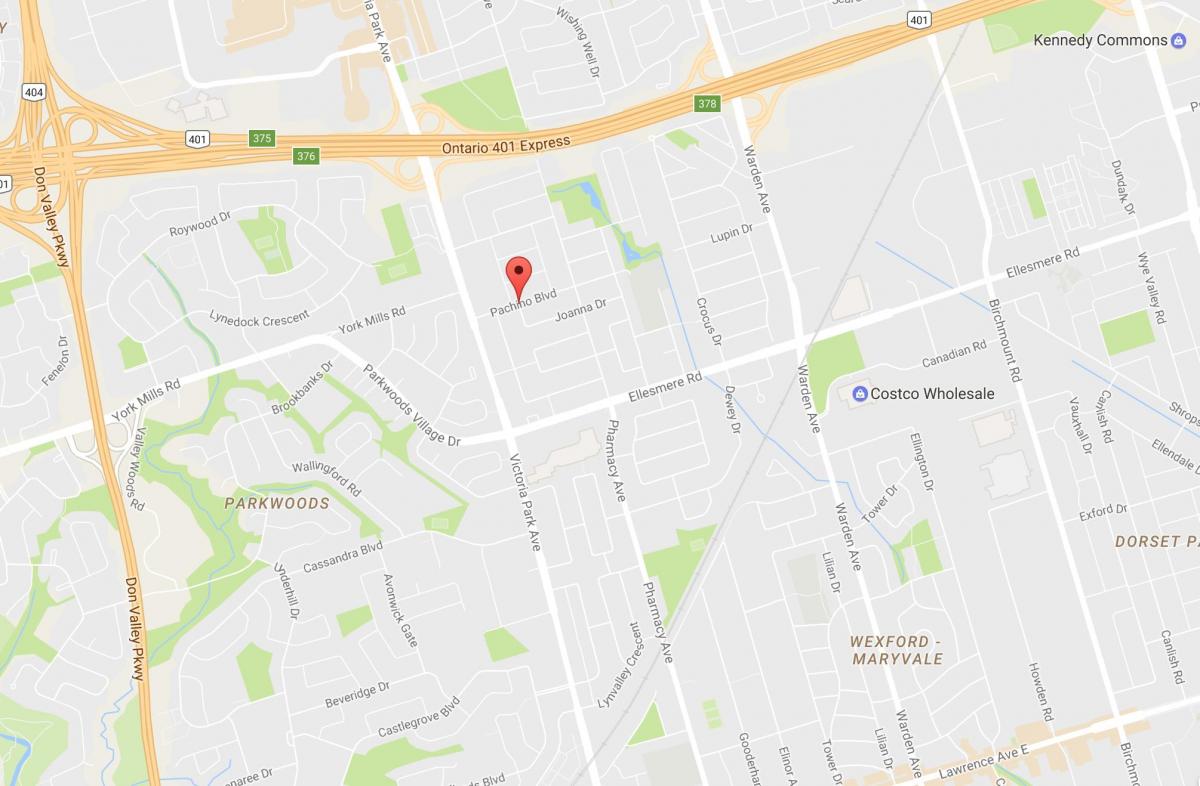 Kort af Maryvalen eighbourhood Toronto