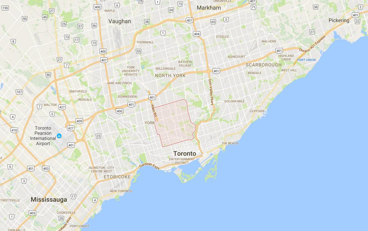 Kort af Midtown umdæmi Toronto