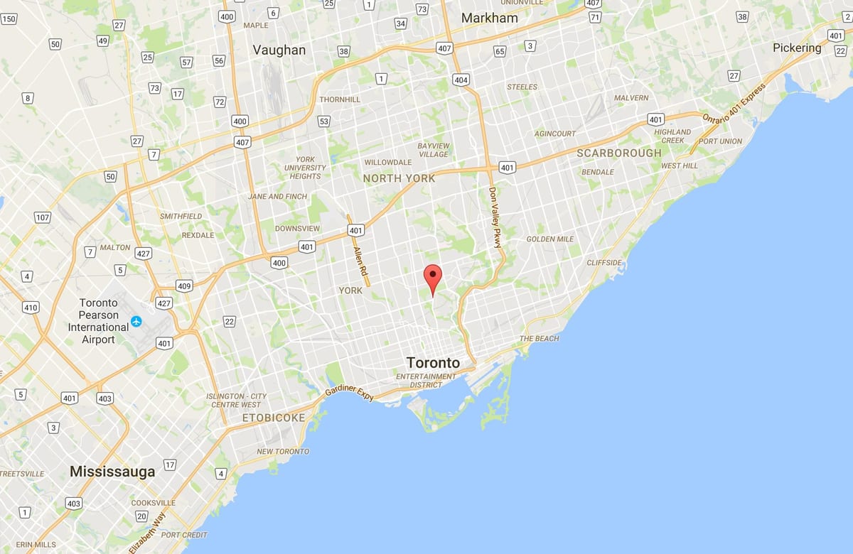 Kort af Moore Park umdæmi Toronto