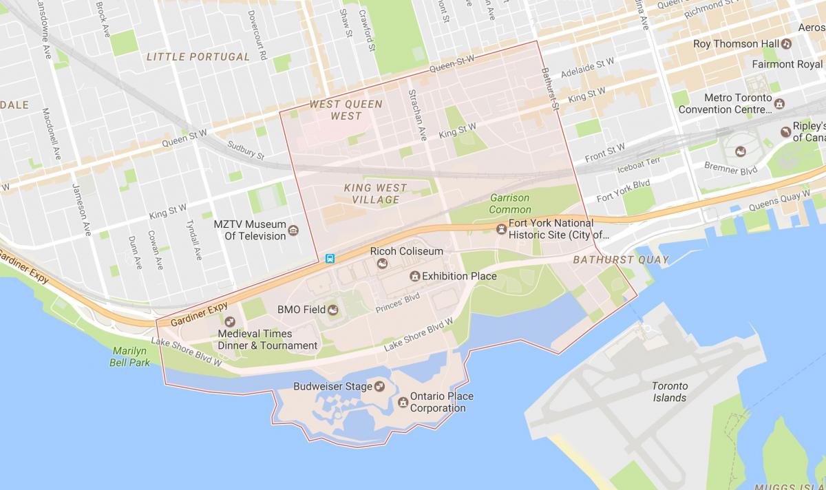 Kort af Niagara hverfinu Toronto