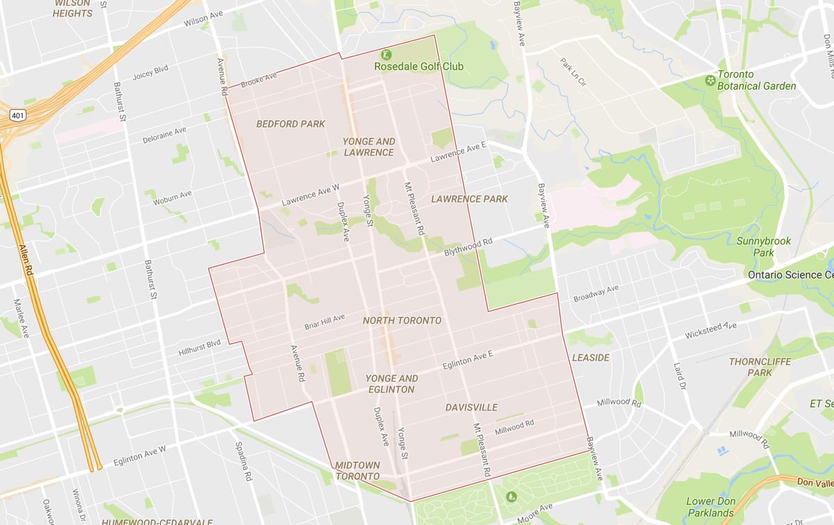 Kort af Norður hverfinu Toronto
