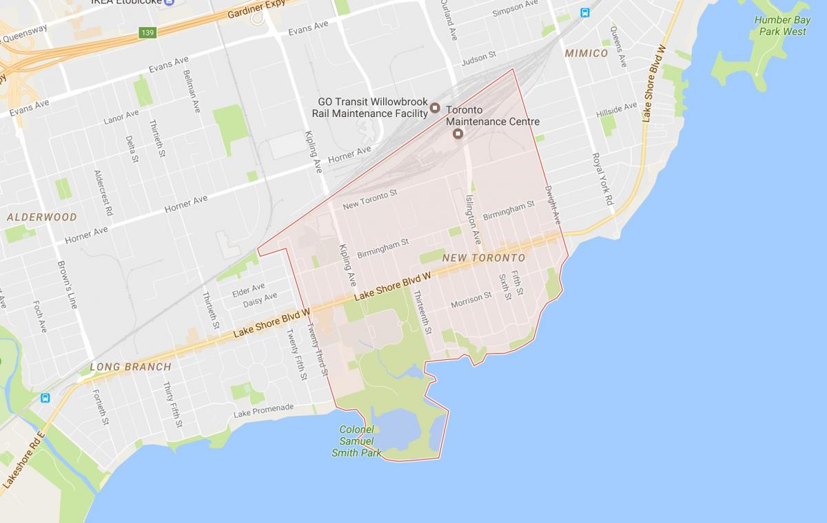 Kort af Nýja Toronto hverfinu Toronto