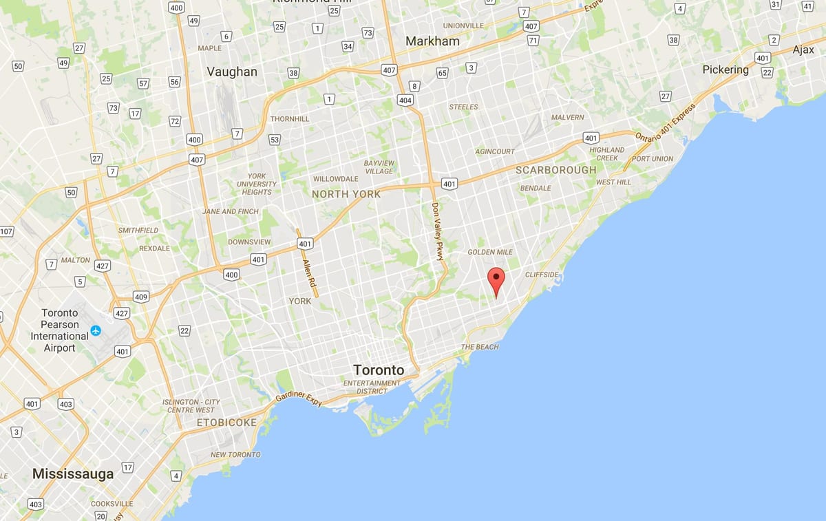 Kort af Oakridge umdæmi Toronto