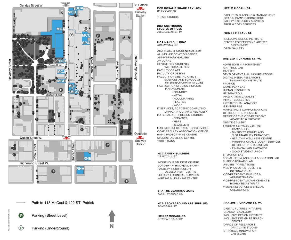 Kort af OCAD Háskóla Toronto