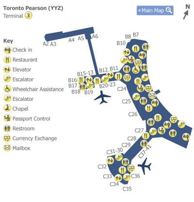 Kort af Pearson flugstöðina 3