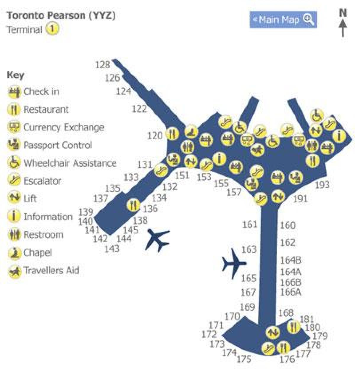 Kort af Pearson flugstöðina 1