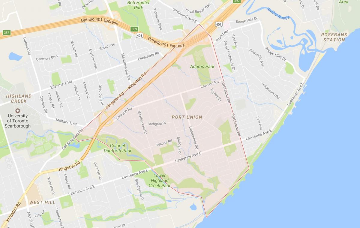 Kort af Höfn Union hverfinu Toronto