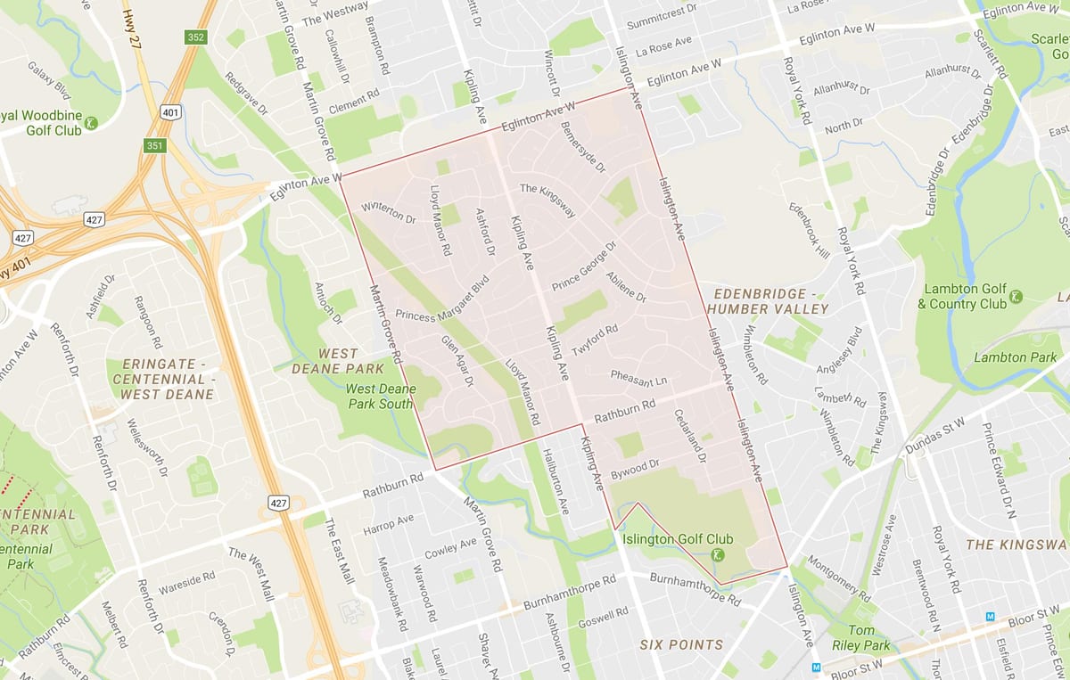 Kort af Prinsessa Görðum hverfinu Toronto