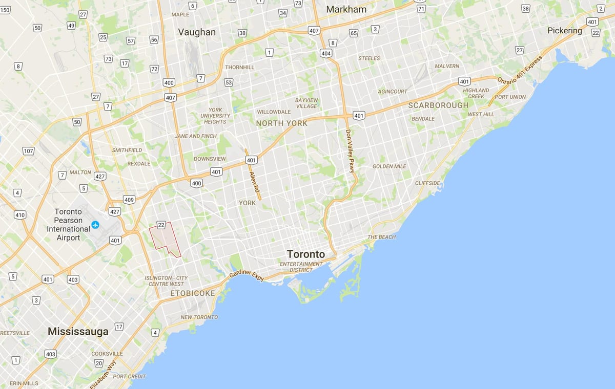 Kort af Prinsessa Görðum umdæmi Toronto