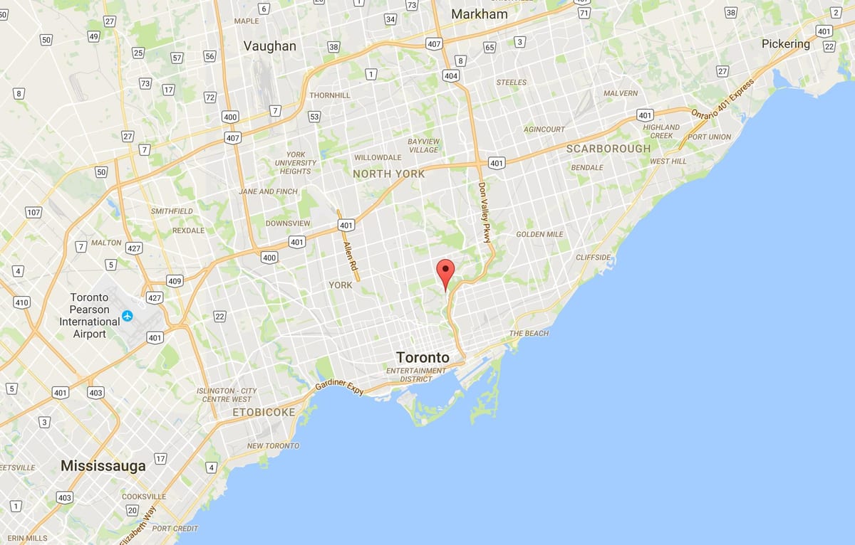 Kort af ríkisstjórans Brú umdæmi Toronto