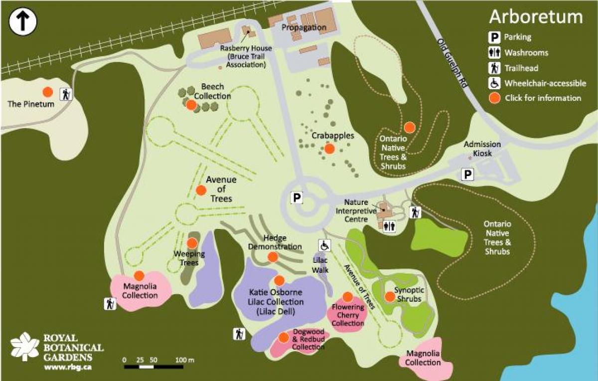 Kort af RBG Arboretum