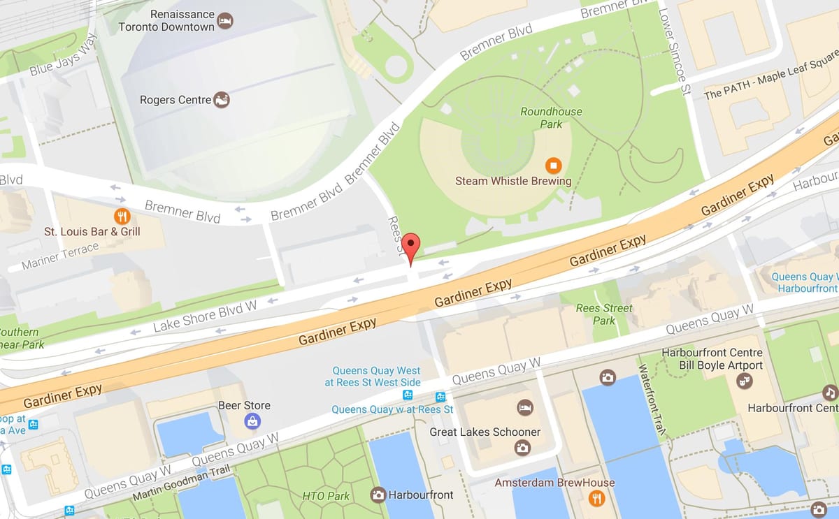 Kort af Rees götunni Toronto