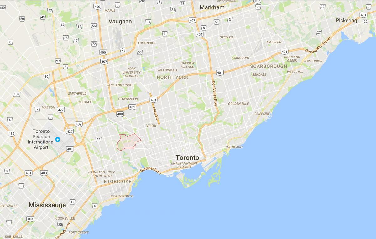 Kort af Rockcliffe–Smythe umdæmi Toronto