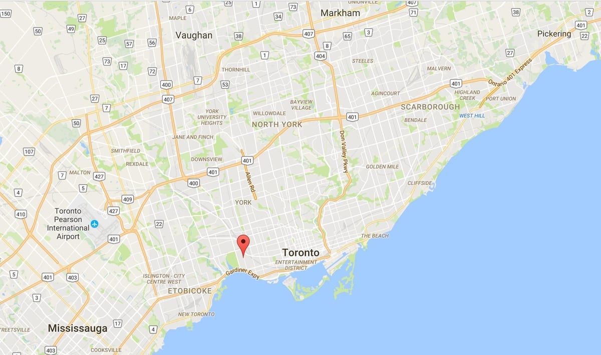 Kort af Roncesvalles umdæmi Toronto