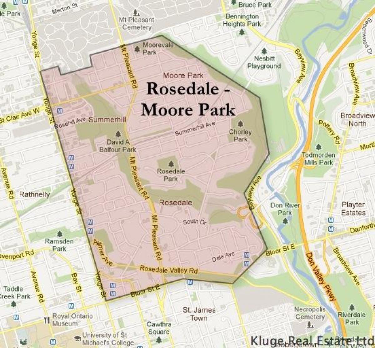 Kort af Rosedale Moore Park Toronto