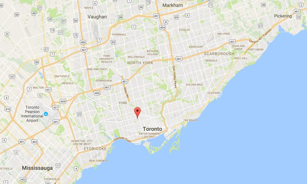 Kort af Seaton Þorpinu umdæmi Toronto