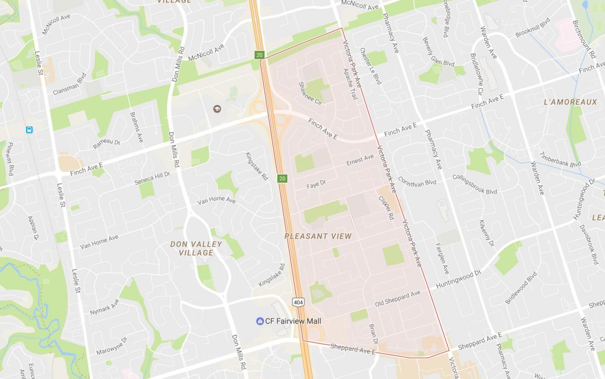 Kort af Skemmtilega Sýn hverfinu Toronto