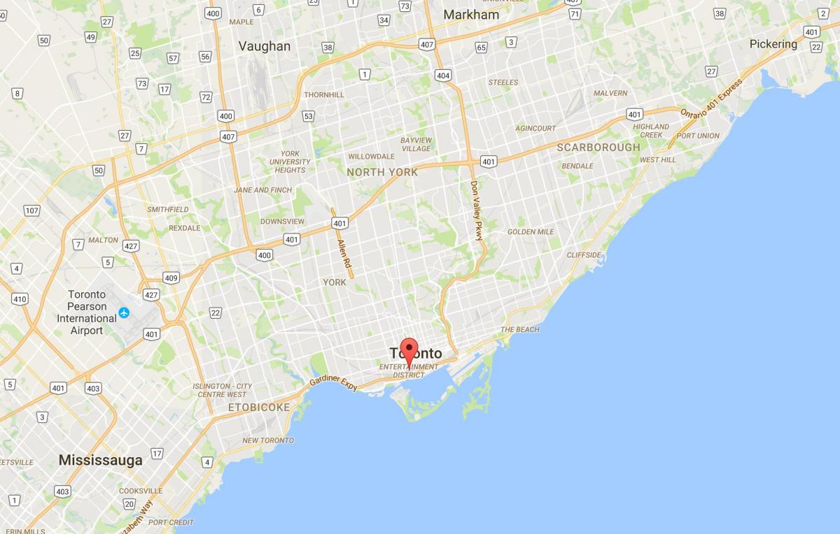 Kort af Skemmtun Umdæmi umdæmi Toronto