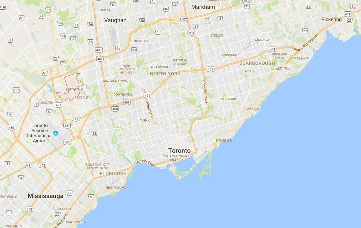 Kort af Smithfielddistrict Toronto
