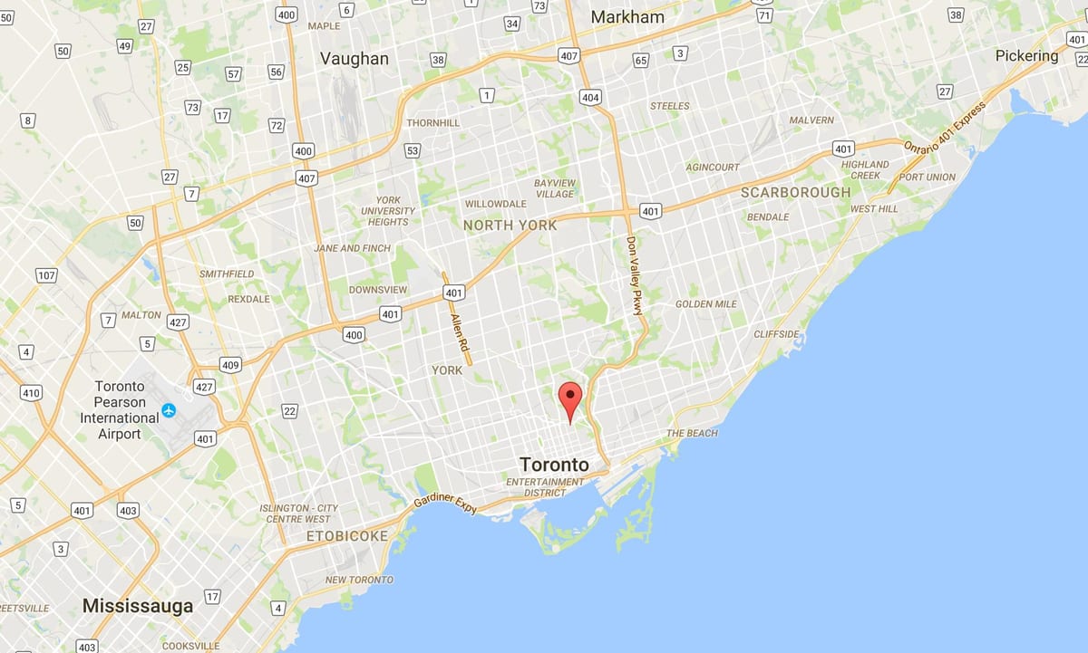 Kort af St James Bænum umdæmi Toronto