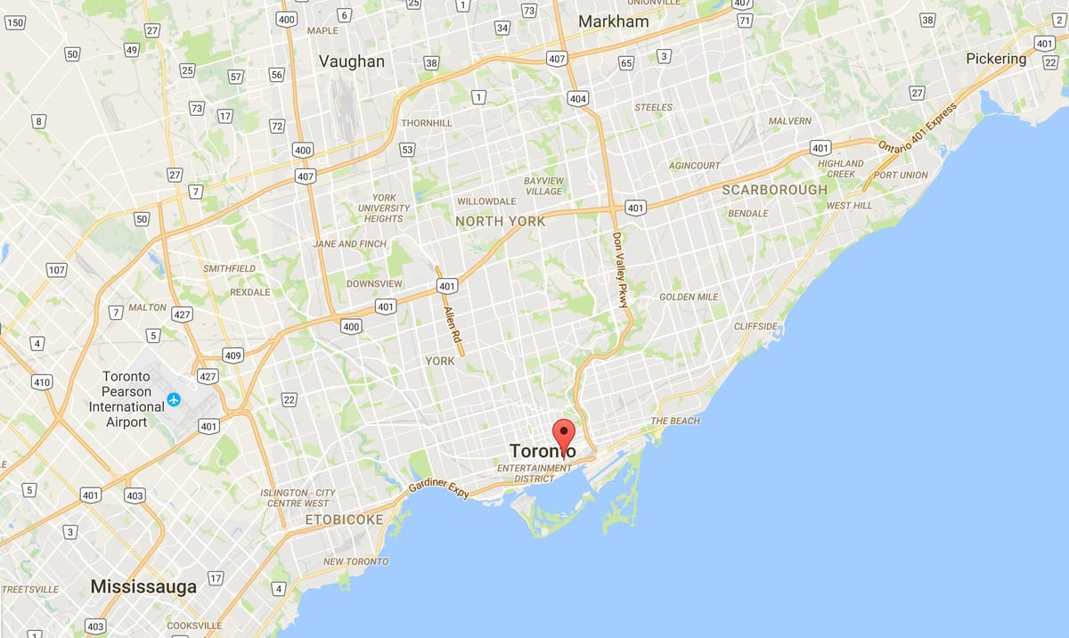Kort af St Lawrence umdæmi Toronto