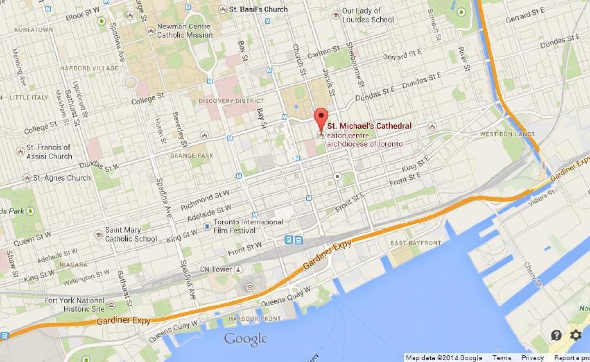 Kort af St Michael Dómkirkjan Toronto yfirlit