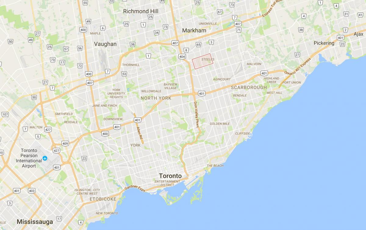 Kort af Steeles umdæmi Toronto