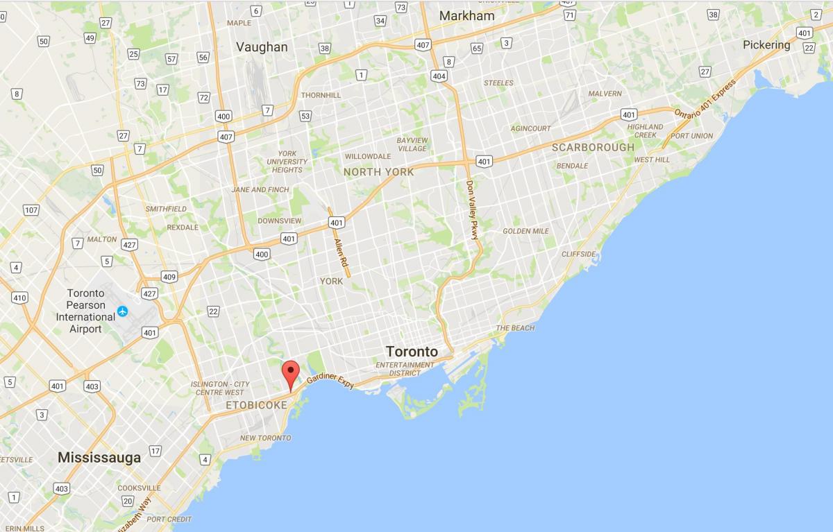 Kort af Stonegate-Queensway umdæmi Toronto