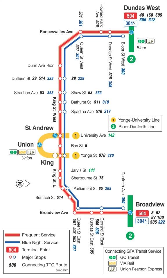 Kort af strætisvagni línu 504 Konungur