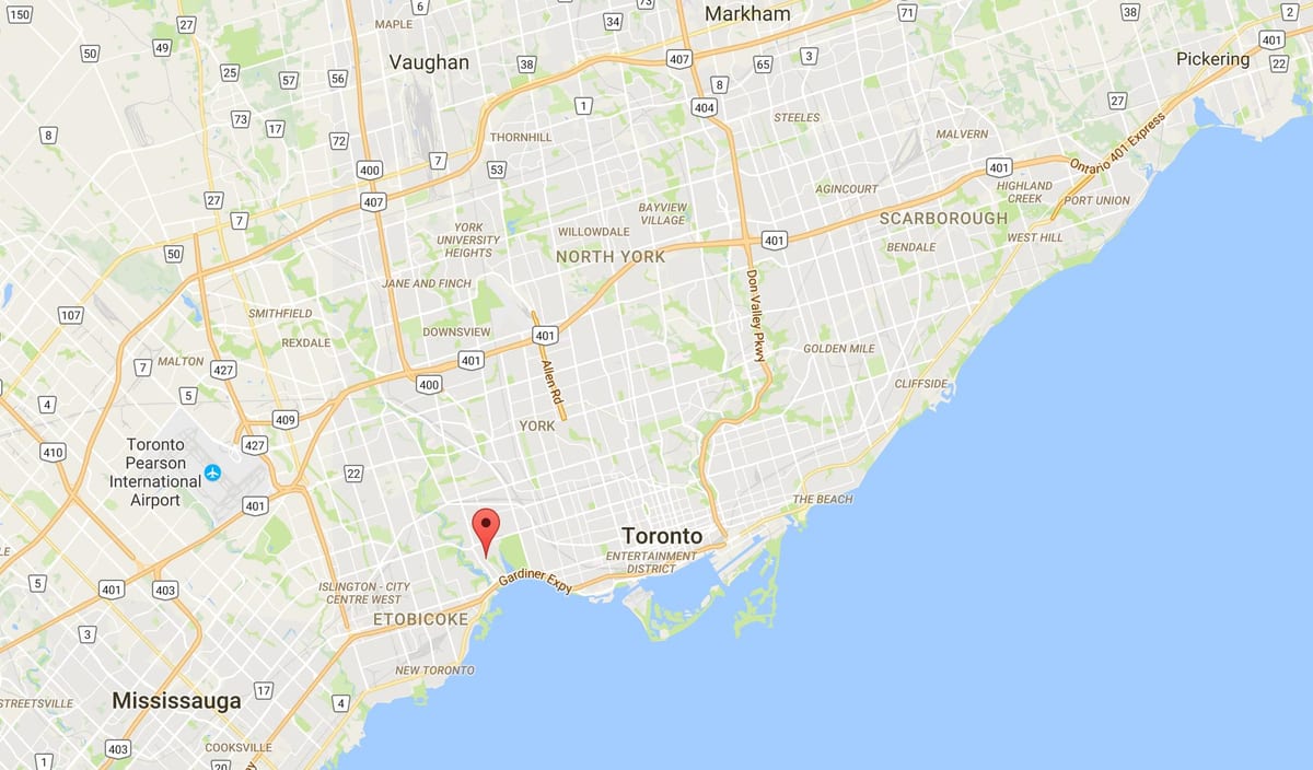 Kort af Swansea umdæmi Toronto