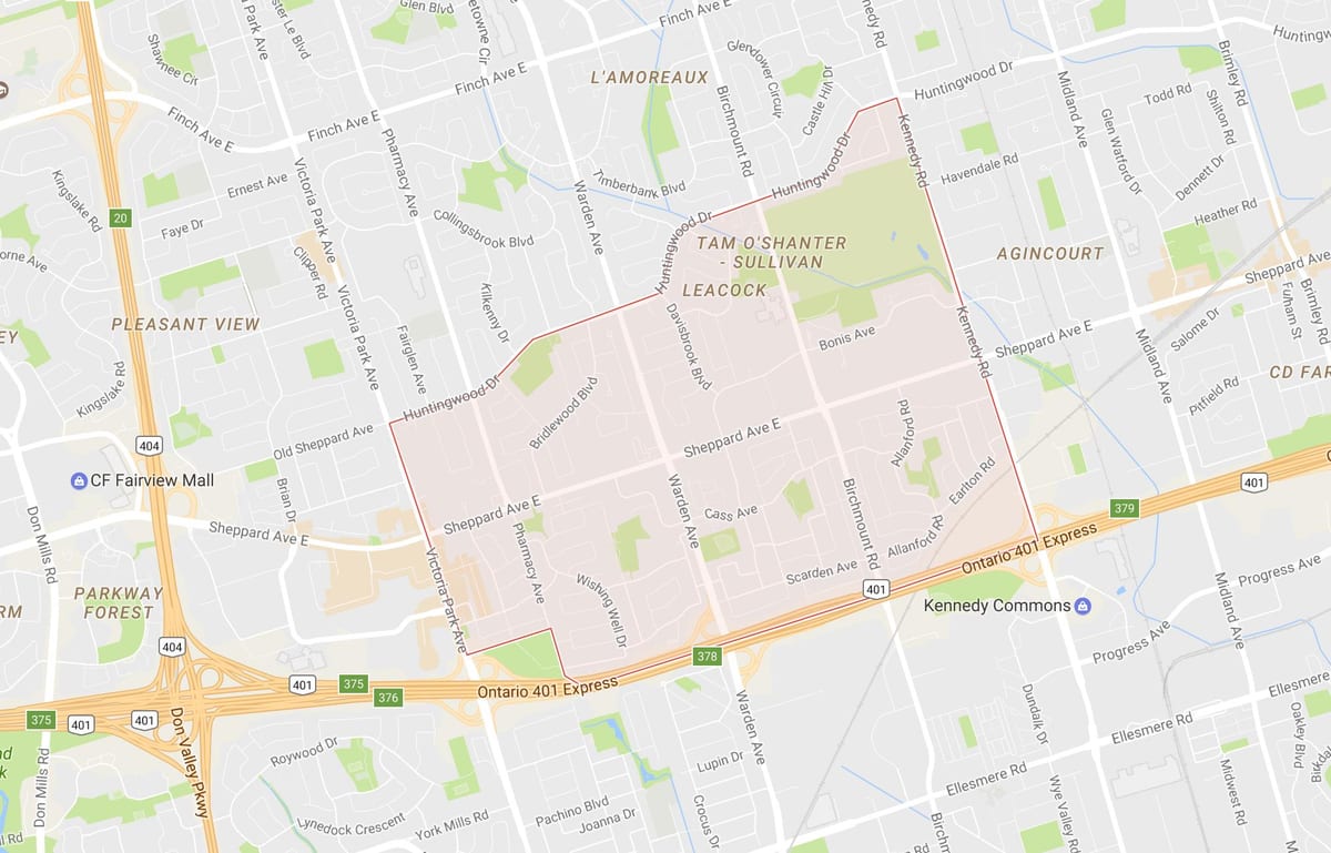 Kort af Tam O'Shanter – Sullivan hverfinu Toronto