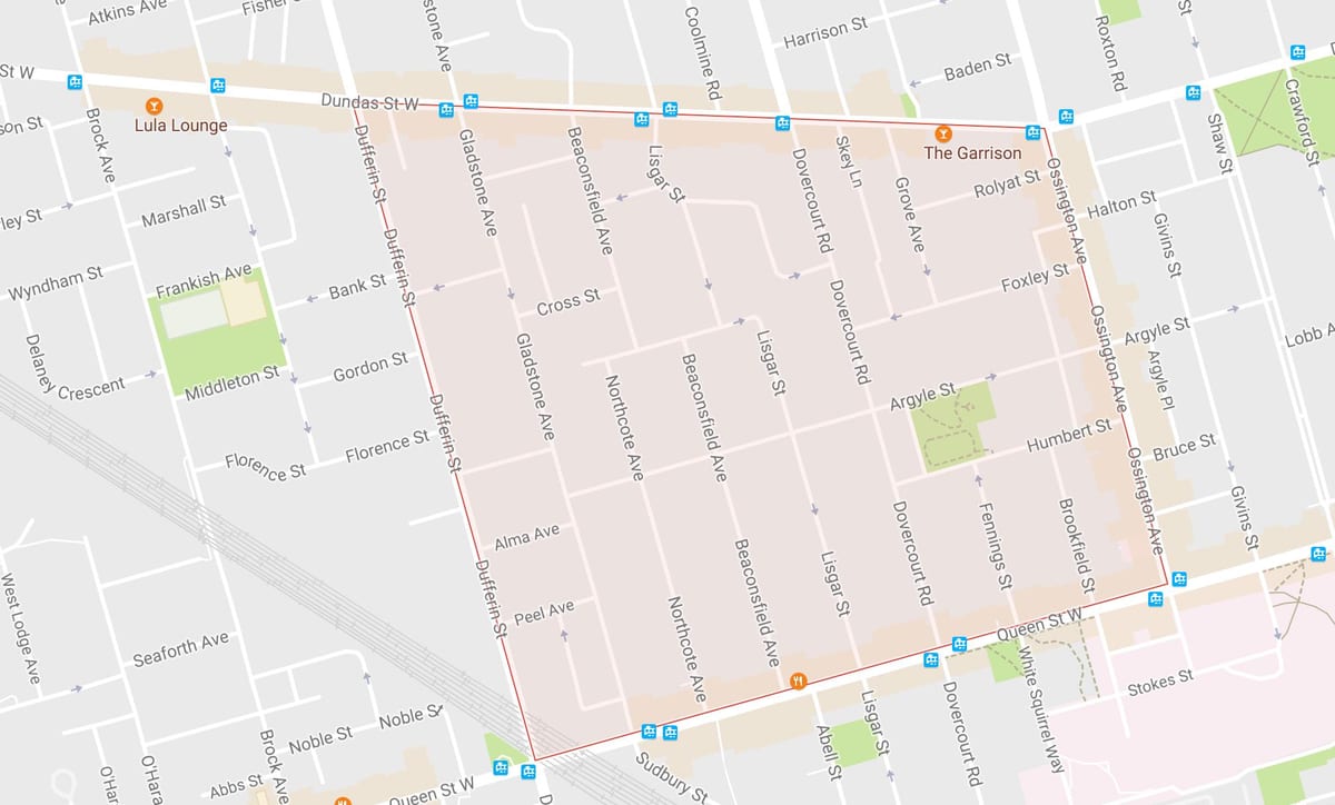 Kort af Taurus Þorpinu hverfinu Toronto