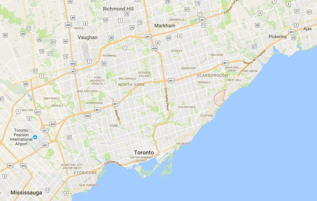 Kort af Thornhill Þorpinu umdæmi Toronto