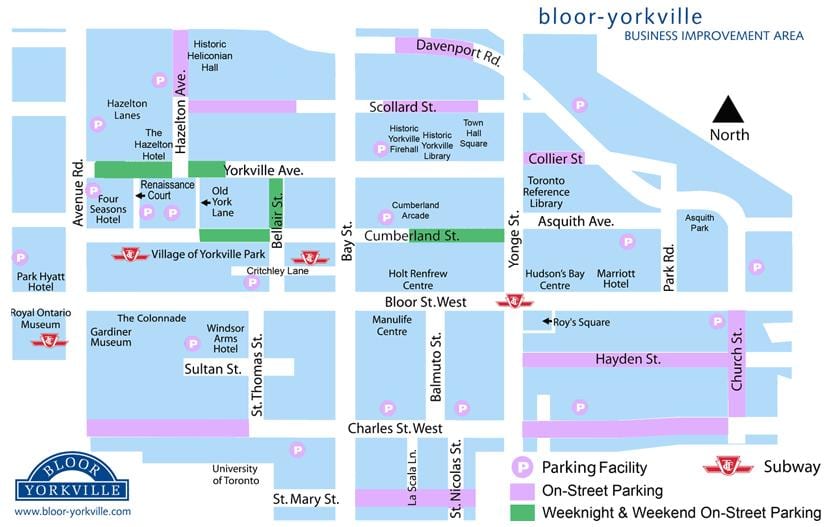 Kort af toronto, on bílastæði