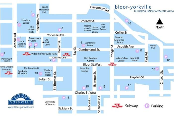 Kort af toronto, on neðanjarðarlestinni