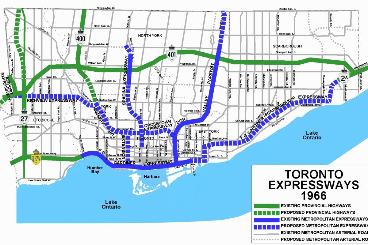 Kort af Toronto þjóðvegum