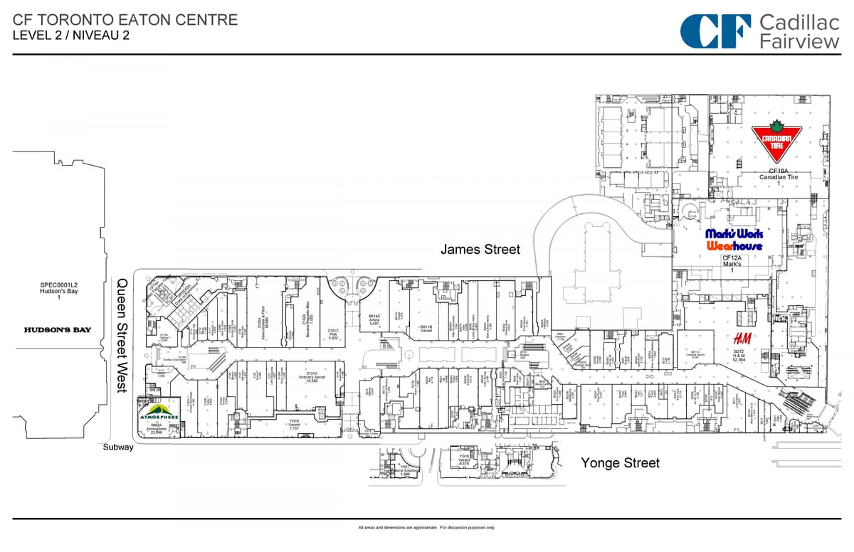 Kort af Toronto Borðað Center 2 stig