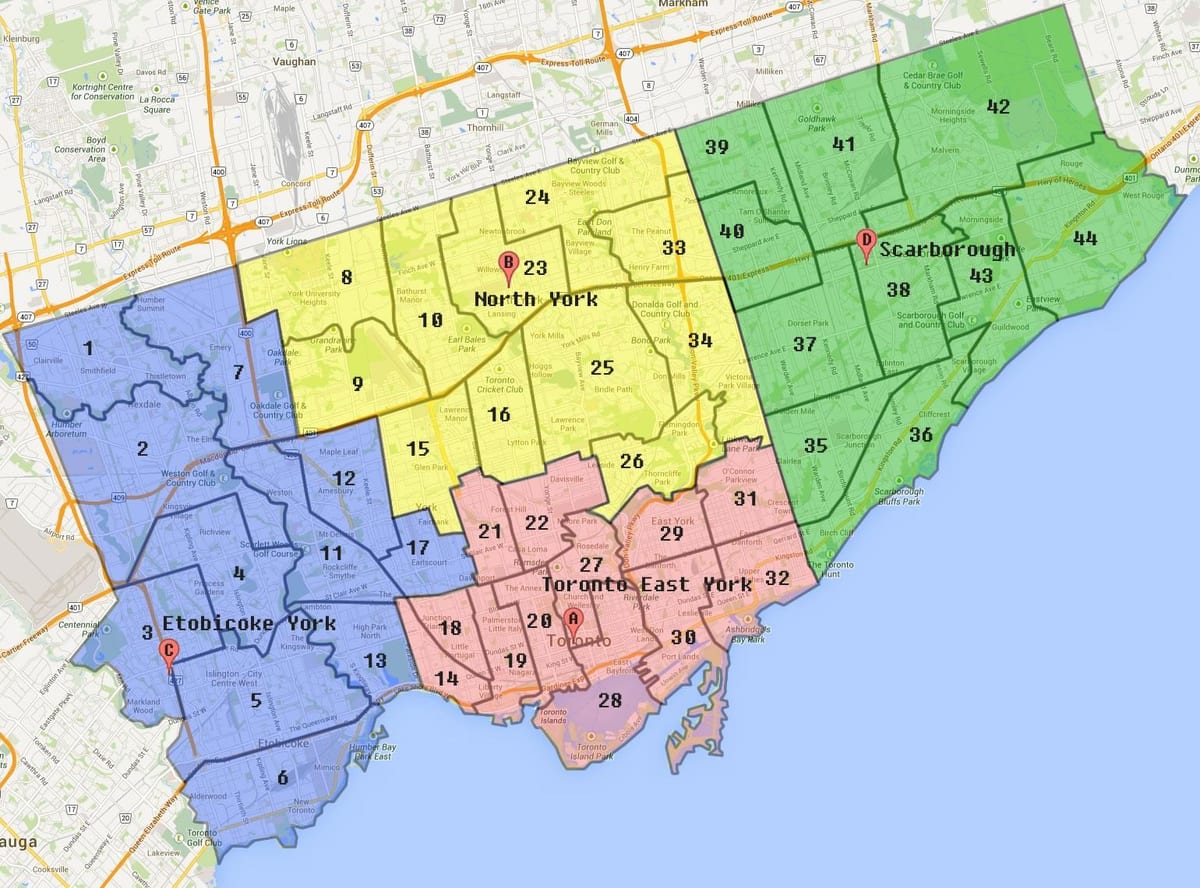 Kort af Toronto Borg Mörk