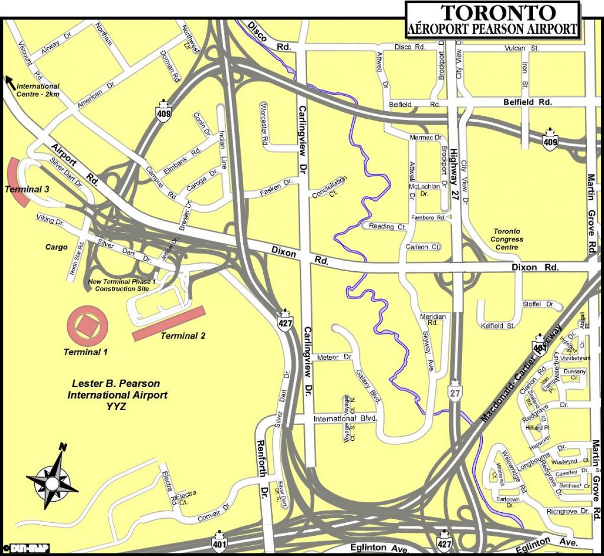 Kort af Toronto flugvellir