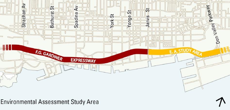 Kort af Toronto gardiner hraðbrautina