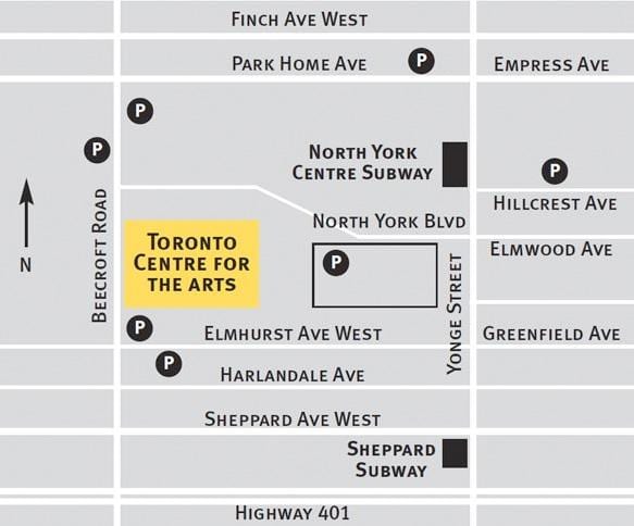 Kort af Toronto miðstöð fyrir listir