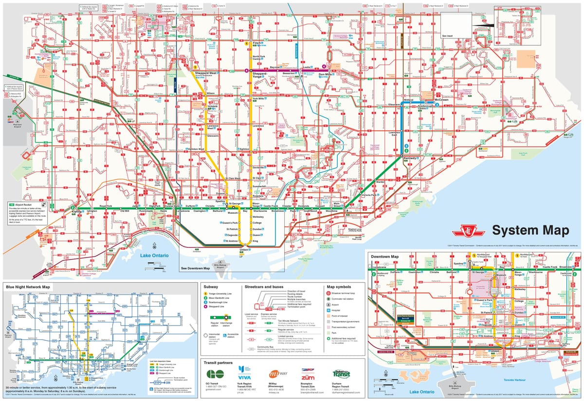 Kort af Toronto strætó