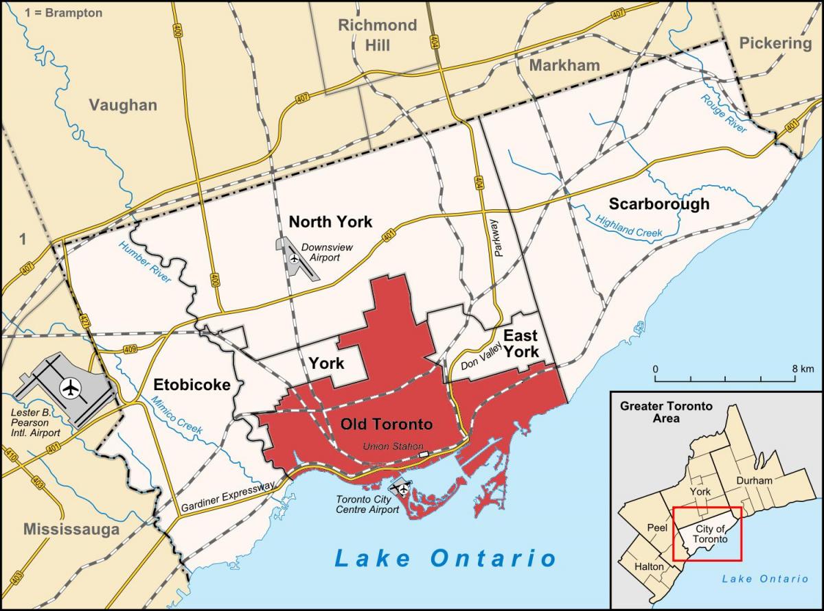 Kort af Toronto svæði