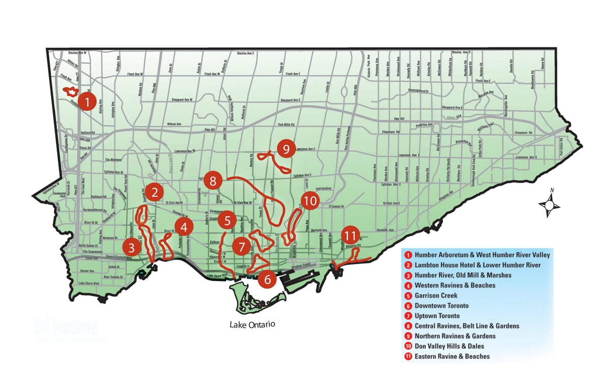 Kort af discovery ganga Toronto