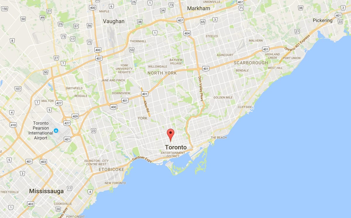 Kort af Discovery Umdæmi umdæmi Toronto