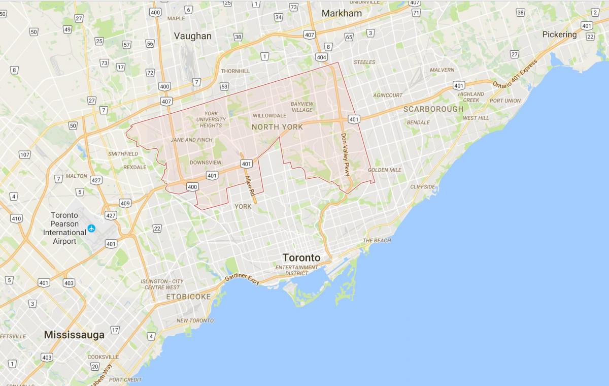 Kort af uppi í Bæ í Toronto umdæmi Toronto