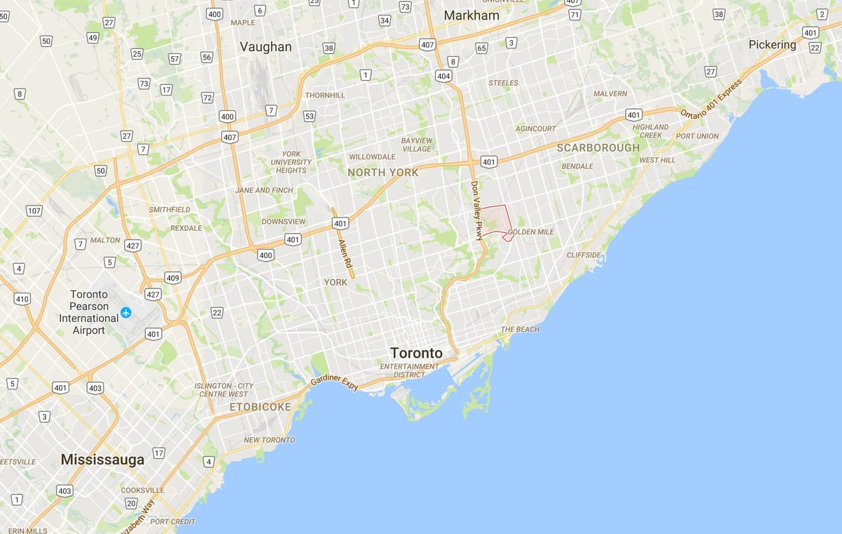 Kort af Victoria Þorpinu umdæmi Toronto